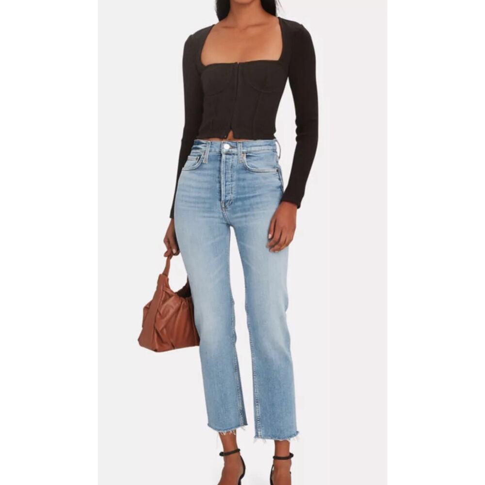 RE/DONE 70s High-Rise Stove Pipe Jeans Light Stone Wash Sz 23